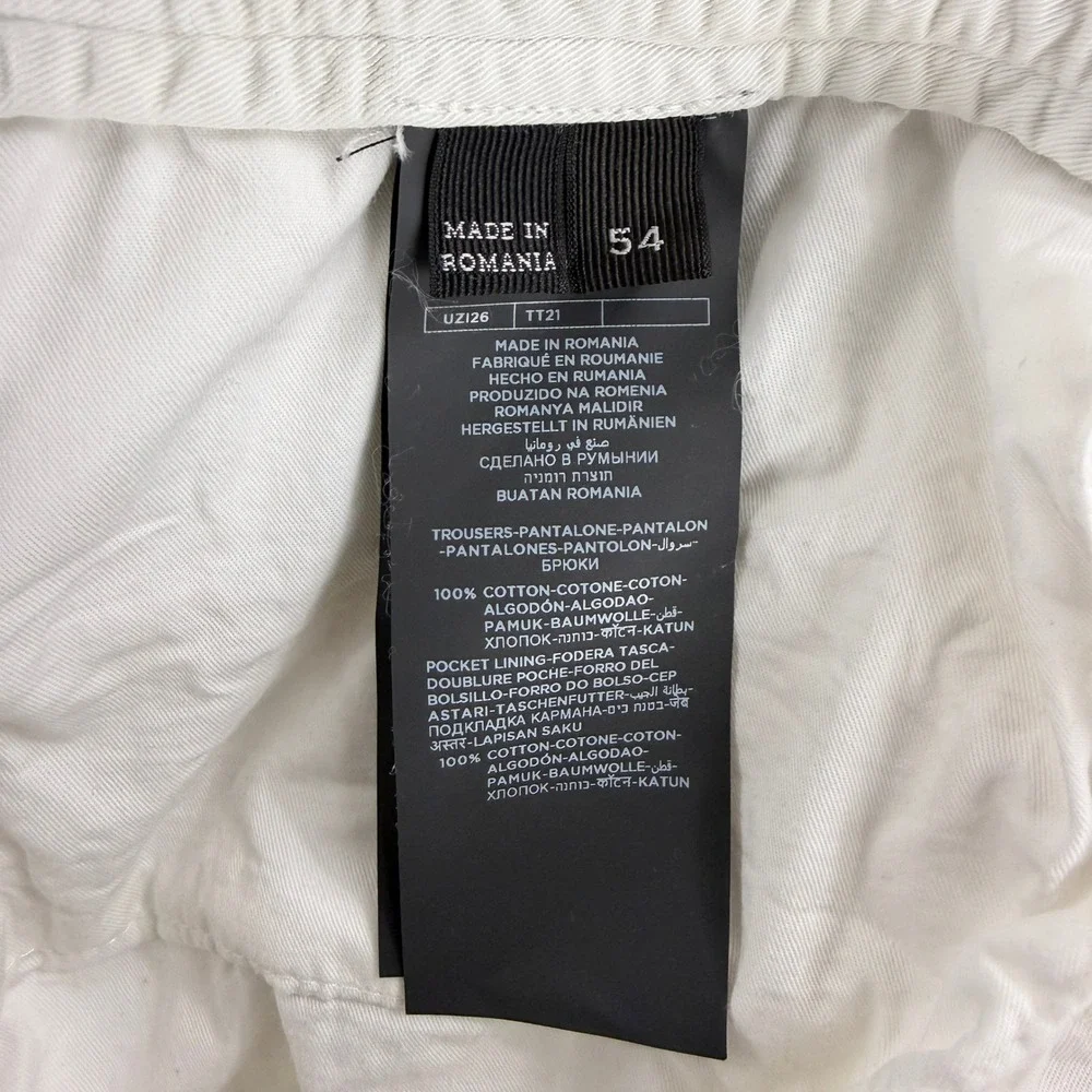 Ermenegildo Zegna Cargo Pants Men's 34 White Cotton Elastic Waist Trousers